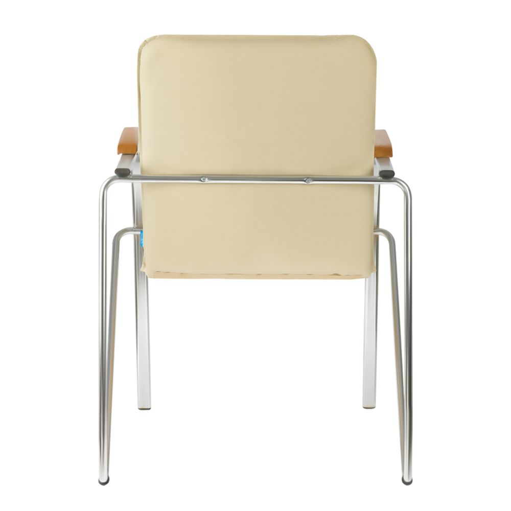 Стул Helmi HL-F03 "Самба", каркас металл хром, экокожа, бежевый, бук BOX1