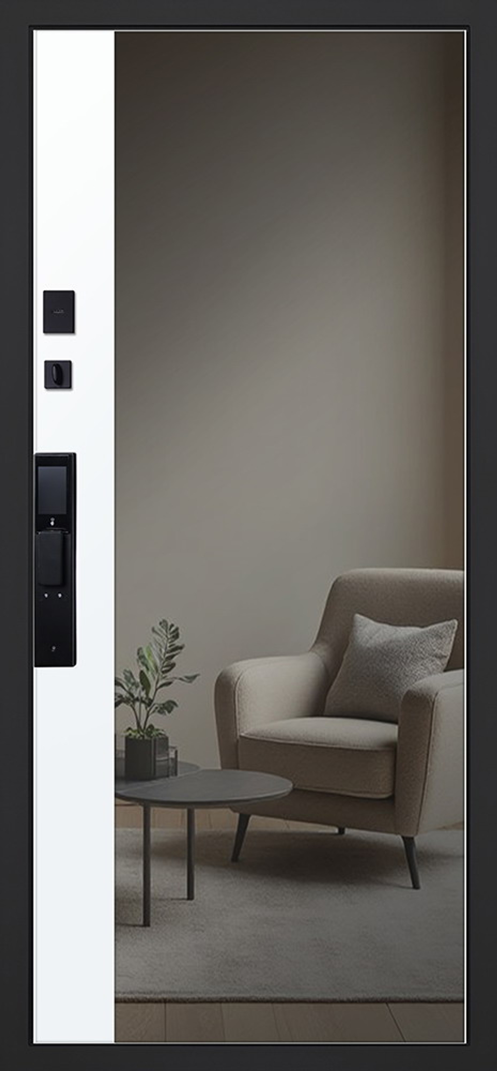 Стальная дверь "Loft" с зеркалом (биометрический замок)