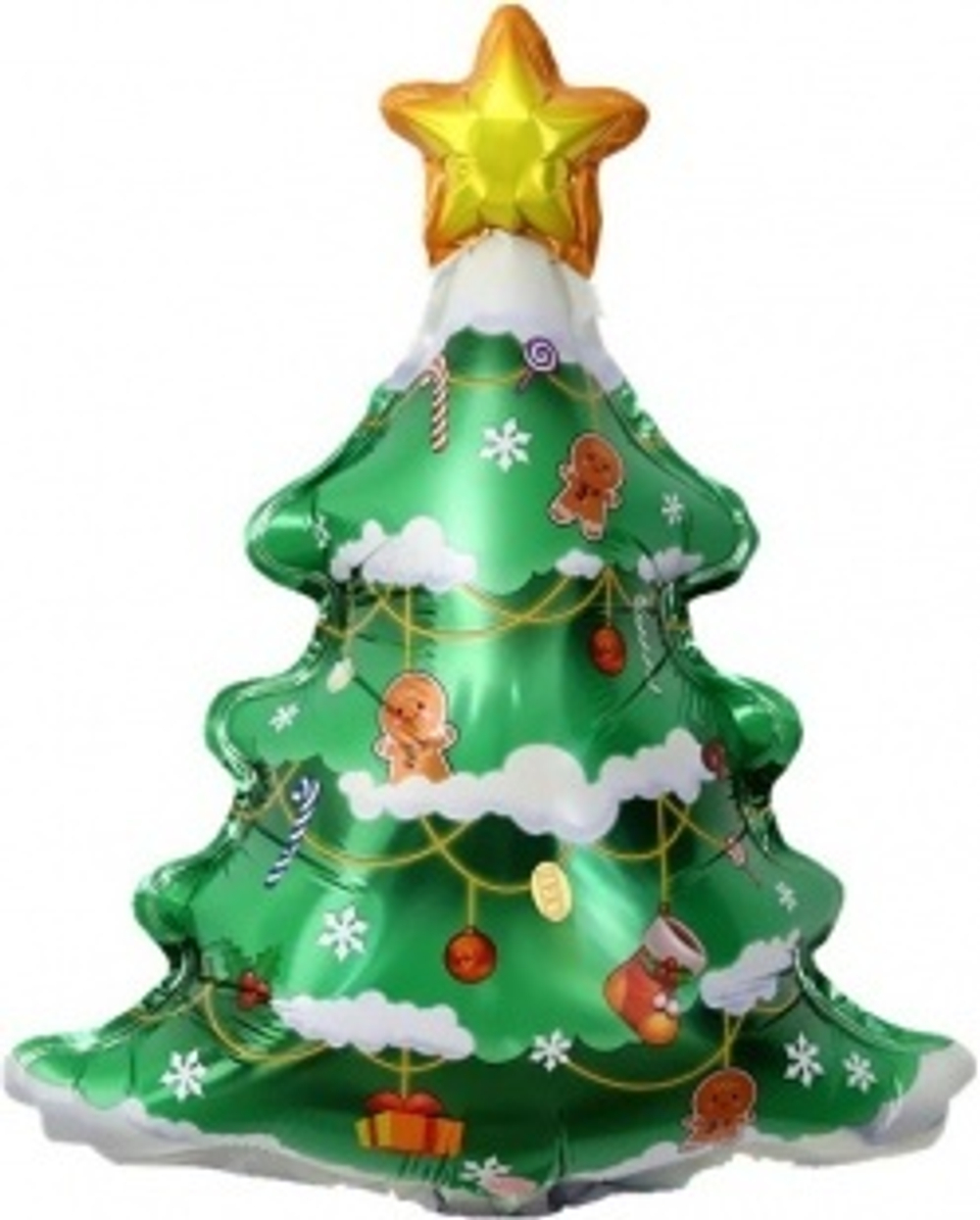 Шар с клапаном (14''/36 см) Мини-фигура, Новогодняя елочка со снегом, 1 шт. Б242