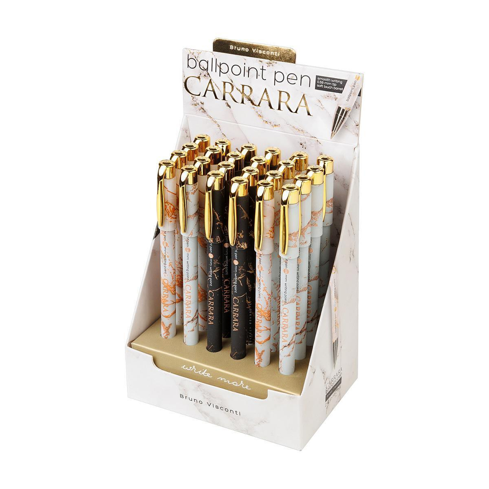 Ручка шарик. 0,38мм. синяя "Carrara" 3 вида (BrunoVisconti)