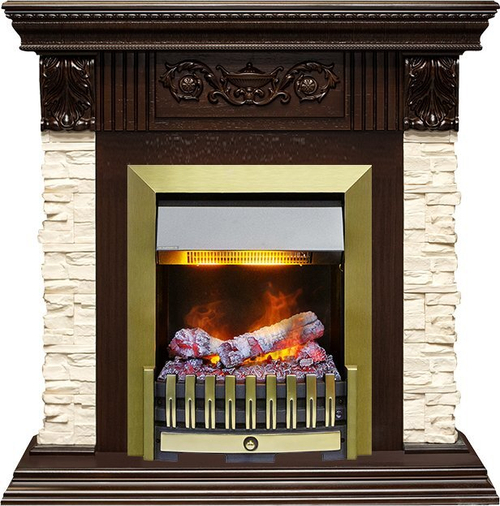 Каминокомплект Luxemburg (каменный) - Сланец/Темный дуб с очагом Danville Antique Brass FB2