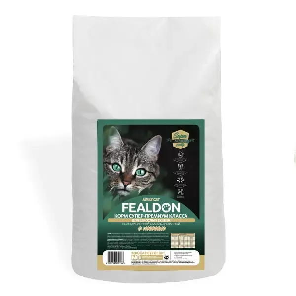 Сухой корм Fealdon Super Premium для взрослых кошек, с рыбой (лососем)