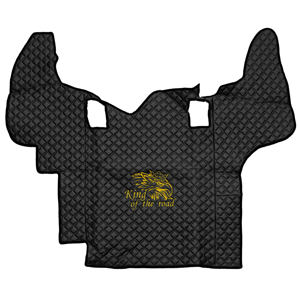 Ковры SCANIA 5 серии Р (автомат) (экокожа, черный, черный кант, желтая вышивка)