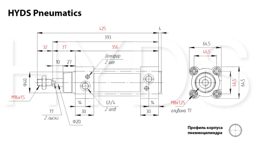C96SDB50-250C Пневмоцилиндр