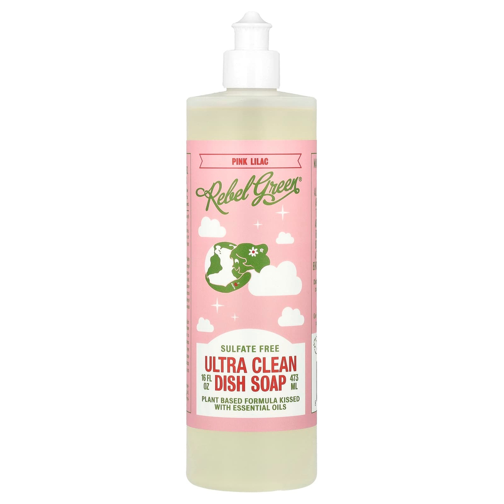 Rebel Green, Мыло для посуды Ultra Clean, розово-лиловое, 473 мл (16 жидк. Унций)