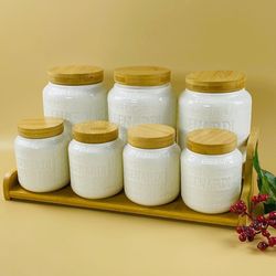 Lenardi 140-134 Набор из 7 банок 340/1000мл. на подставке BAMBOO в под.уп.(х6)Фарфор