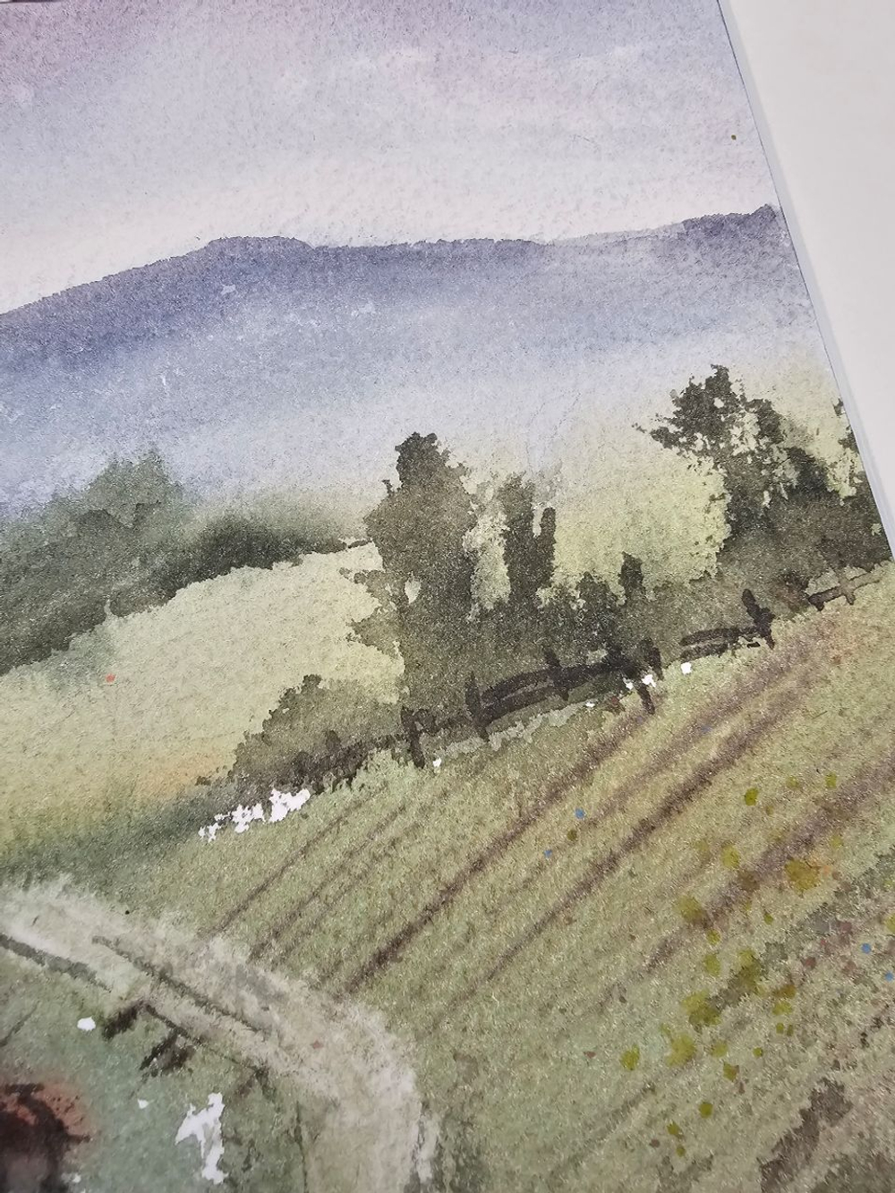 Картина авторская акварельная в паспарту 30х40 см на стену для интерьера "Просторы"