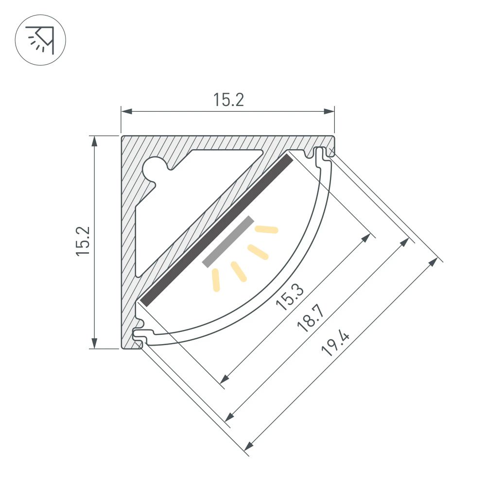 Профиль SL-KANT-H15-3000 ANOD (BY) (Arlight, Алюминий) 061356