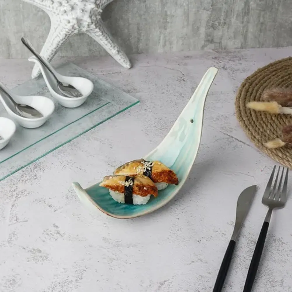 Блюдо для подачи 21*7,4 см h13,5 см Sea Blue Leaf Frutti di Mare P.L. [1]