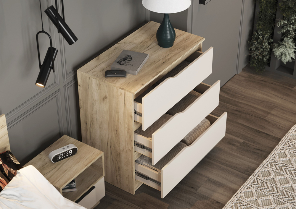 Комод для одежды с ящиками Дуб Крафт Серый/Кашемир 85х87х46,8 см