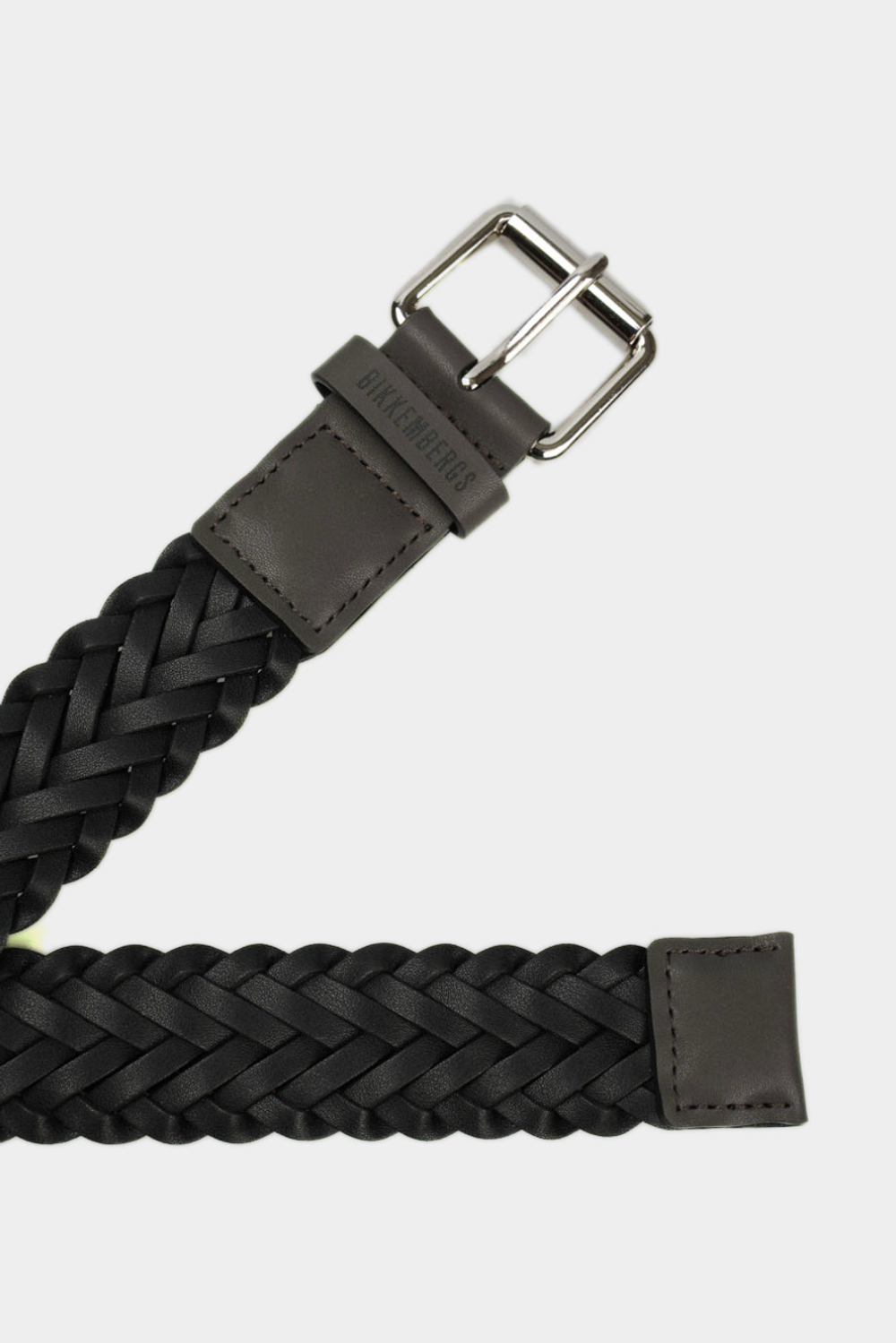 Ремень BIKKEMBERGS 110 черный/коричневый косы
