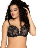 Эффектный бюстгальтер с кружевной чашкой на косточке (Размер: 80F) (Цвет: темно-синий)