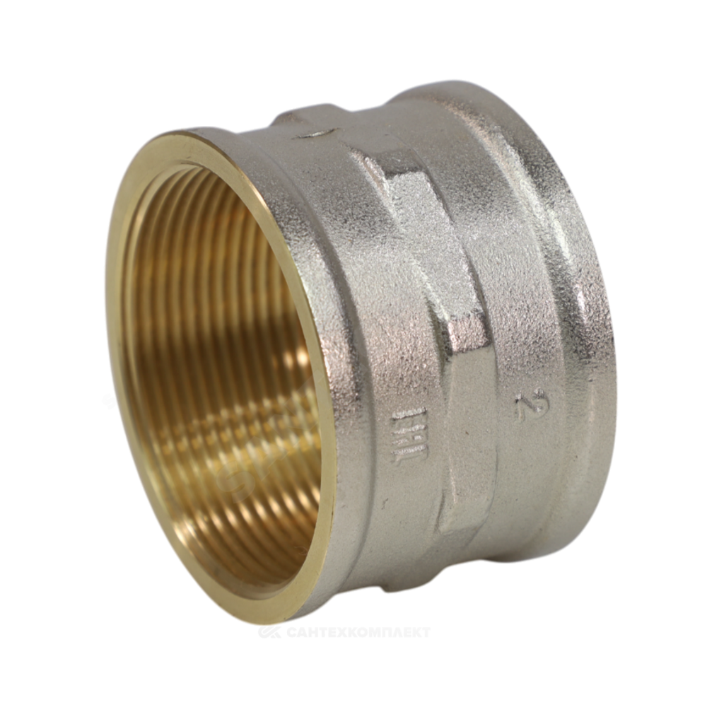 Муфта латунь никель Ду 32 (1 1/4") ВР/ВР 9018 ГОСТ 32585-2013 Aquasfera 9018-04