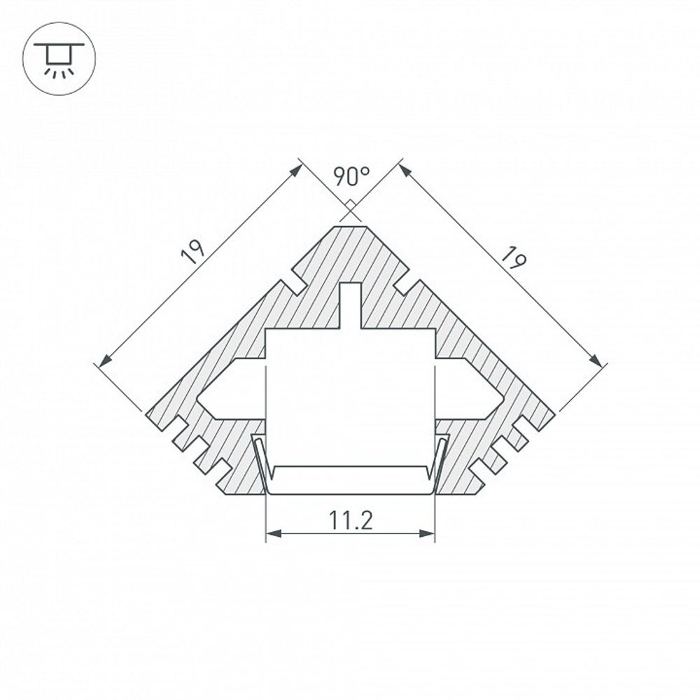 Профиль накладной угловой внутренний Arlight PDS45-T-2000 012053