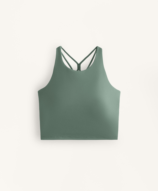 Oysho Майка Comfortlux с чашками и полосками на спине, темно-зеленый