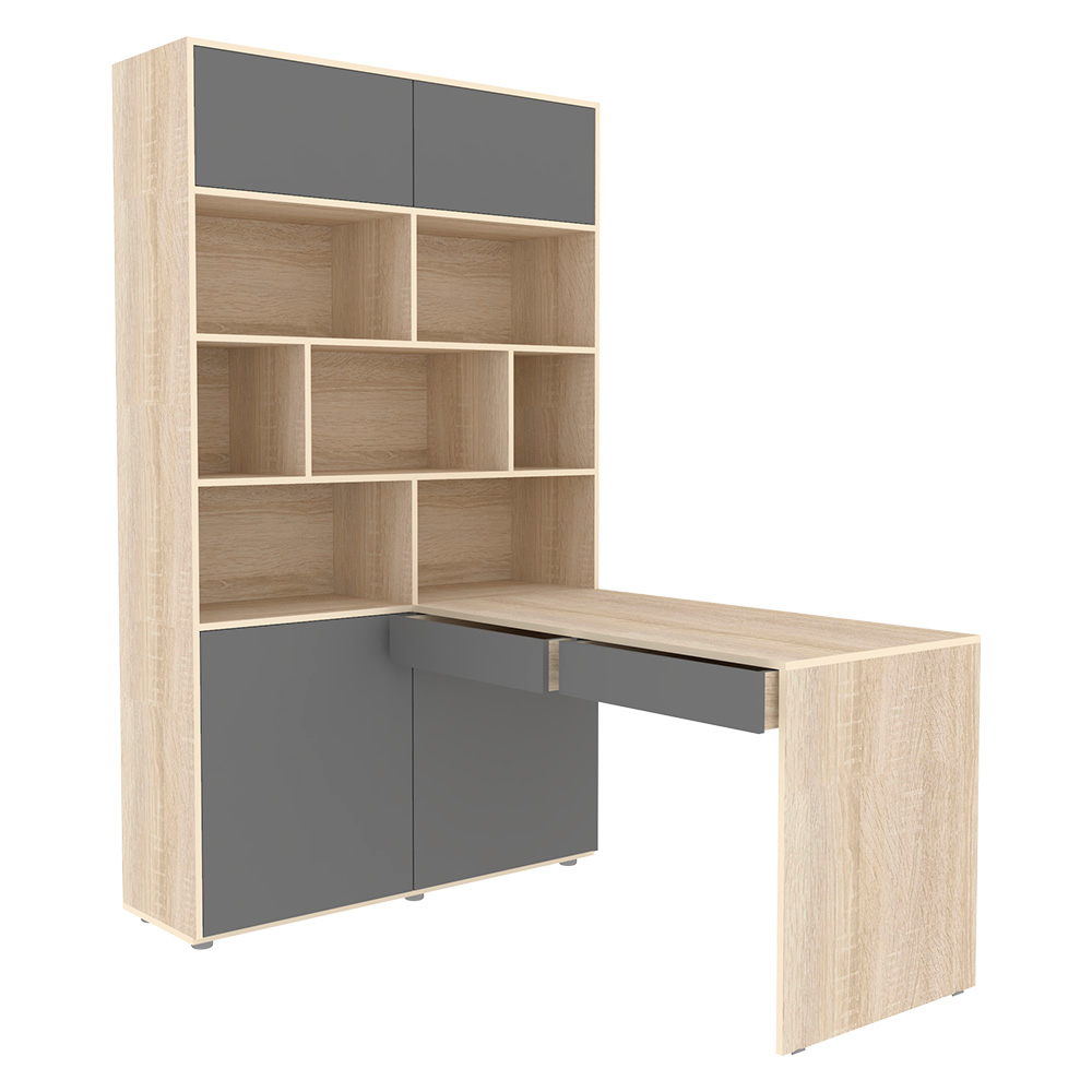 Стол письменный со стеллажом КарИВи 1200 Дуб Сонома Темно-серый