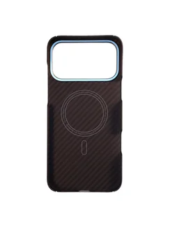 Карбоновый чехол для IPhone 17 Pro MAX with MagSafe черный крупная полоска (Black)