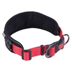 60138  Ошейник RUKKA CUBE SLIP SOFT COLLAR, расширенный двойного типа с мягкой подкладкой, цвет красный с черным