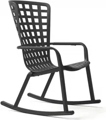 Уличное кресло-качалка Folio антрацит с голубой подушкой
