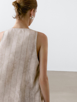 Massimo Dutti Топ из струящейся ткани в полоску с горловиной халтер, дымчатый