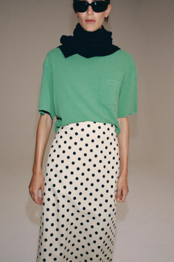 ZARA ЮБКА-КАРАНДАШ В ГОРОШЕК — ZW COLLECTION, ЭКРЮ/ЧЕРНЫЙ