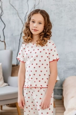 Костюм брючный "Вишни на молоке"