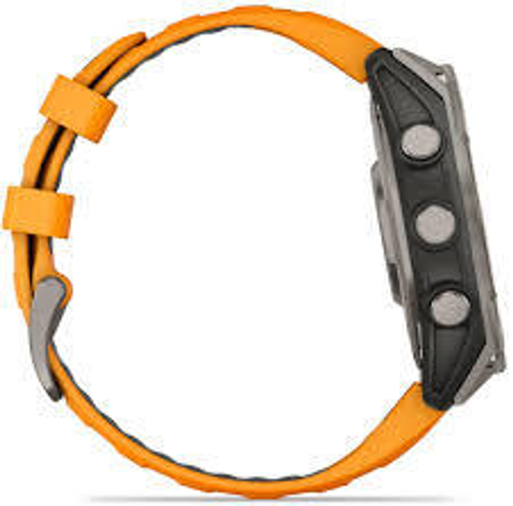 Смарт-часы Garmin Fenix 8 Amoled 47 мм Sapphire Titanium, оранжевый браслет, 010-02904-11