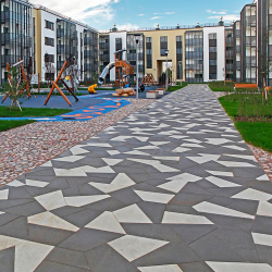 Тротуарная плитка ОРИГАМИ - Стандарт Черный, комплект из 6 видов плит