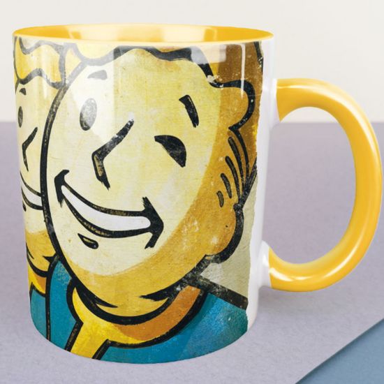 Кружка керамическая объем 330мл, Fallout Vault Boys (желтая)