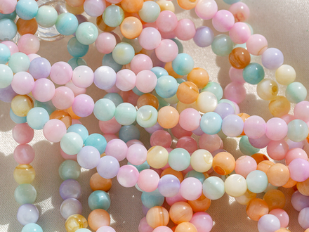 Нить бусин из перламутра микс, 4мм гладкие