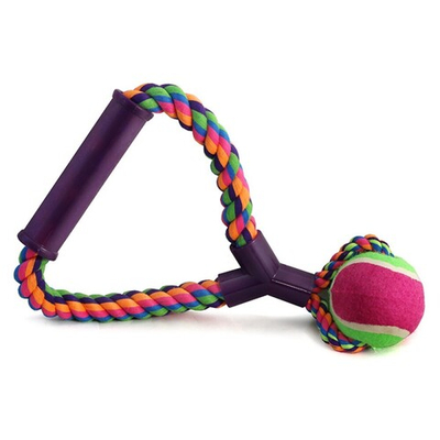 Игрушка "Веревка с ручкой, мяч" 26 см (хлопок/резина/пластик) - для собак (Triol)