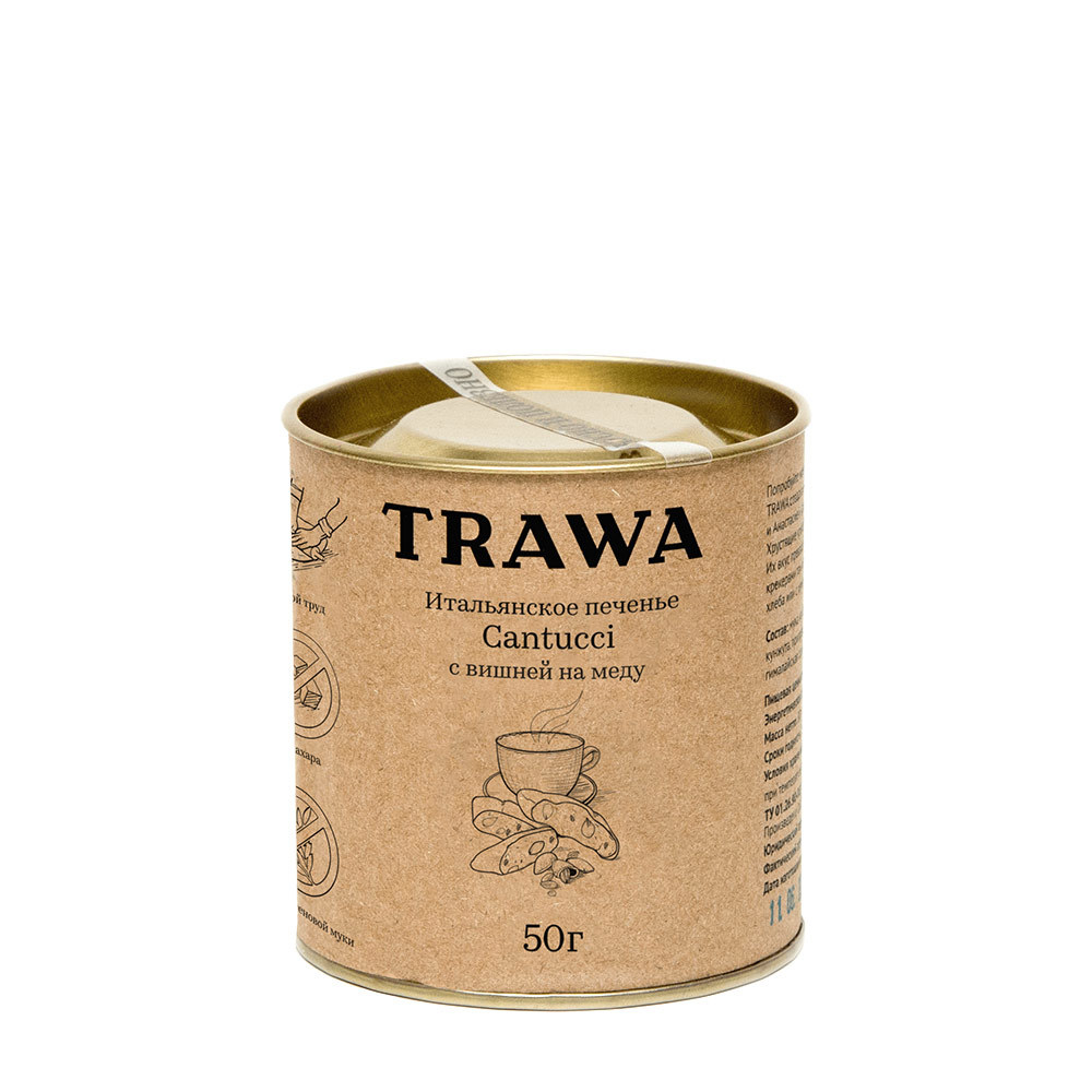 Печенье "Кантуччи" с вишней на меду Trawa, 90 г