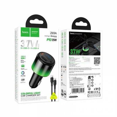 Автомобильное зарядное устройство для Type-C Hoco Z69A PD37W(2C1A) (black)