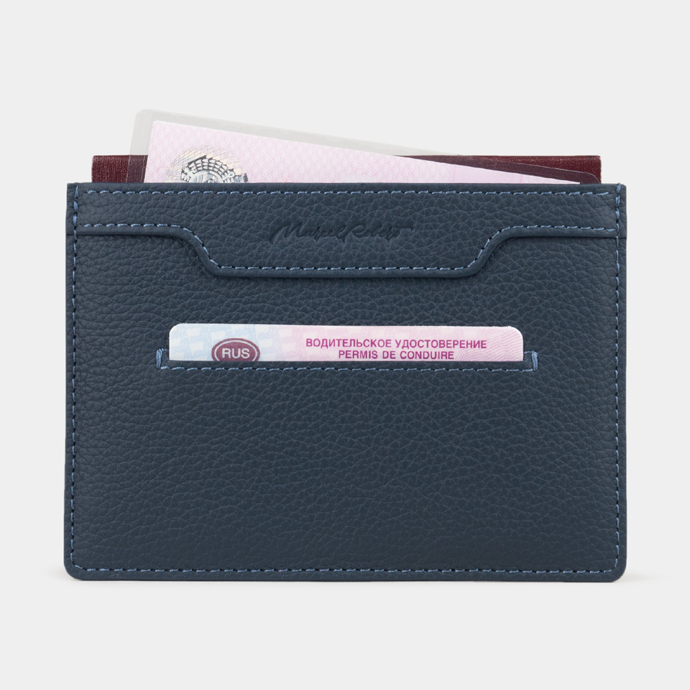 Обложка для автодокументов и паспорта Berlin из кожи теленка, синего цвета