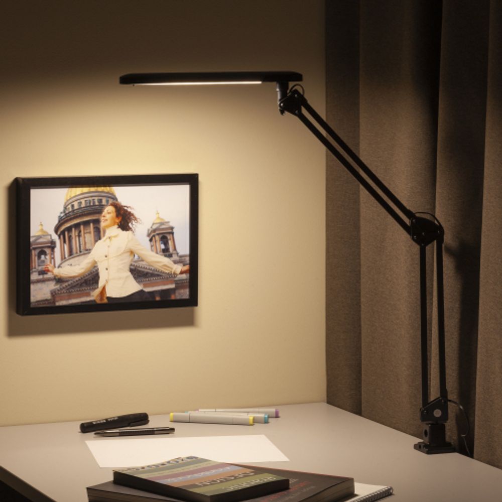 Настольный светильник ЭРА NLED-441-7W-BK светодиодный на струбцине черный