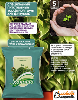 Грунт торфяной для фикусов, 5 л