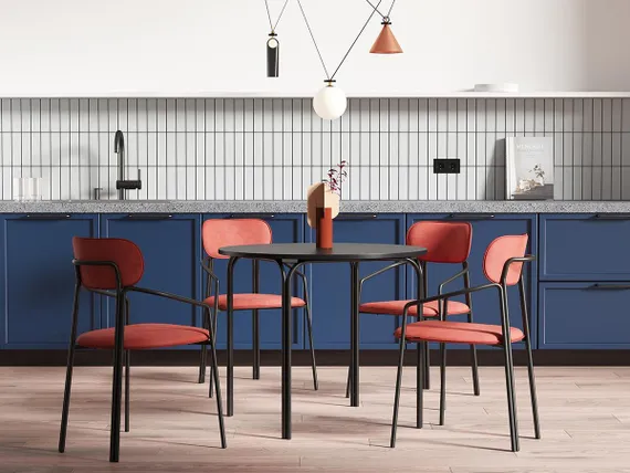 Стул Ror, Round, темно-красный велюр