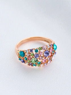 Кольцо Россыпь из разноцветных камней Swarovski