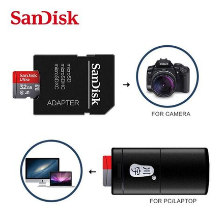Карта памяти SanDisk Ultra microSDHC 32 ГБ (120 Mb/s). Карта памяти для телефона, компьютера, планшета
