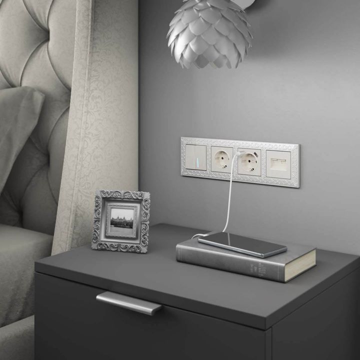 Накладка Werkel для двойной розетки Еthernet RJ-45 перламутровый рифленый W1191113 4690389161124