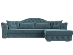 Диван угловой Артис правый угол, Бирюзовый, Велюр, 121583