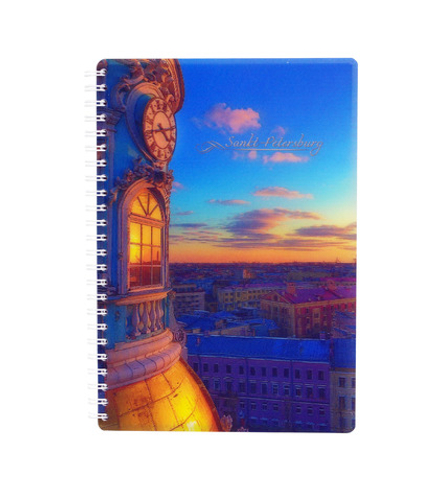 Тетрадь А5 80 л. Атмосферный Петербург. Вид на город, с обложкой из 3D пластика