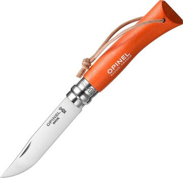 Складной нож Opinel №7 Trekking нержавеющая сталь, оранжевый, 002208 c клинком из стали Sandvik™ 12С27, рукоять дерево (Граб)