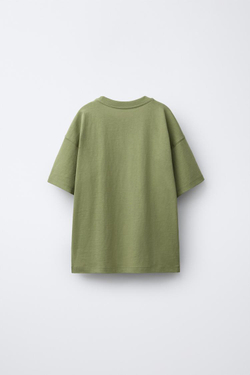 ZARA БАЗОВАЯ ОДНОТОННАЯ ФУТБОЛКА, ЗЕЛЕНЫЙ