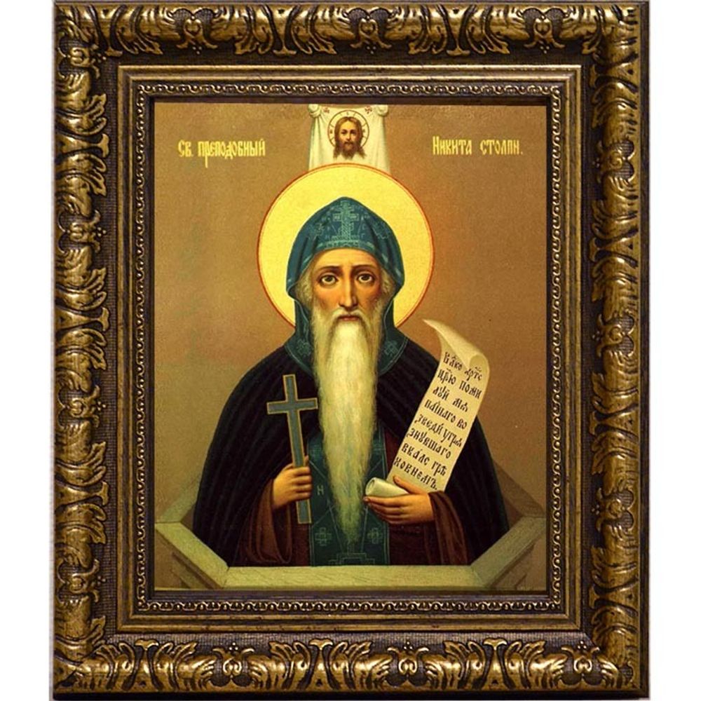 Никита Столпник Переяславский преподобный чудотворец. Икона на холсте.