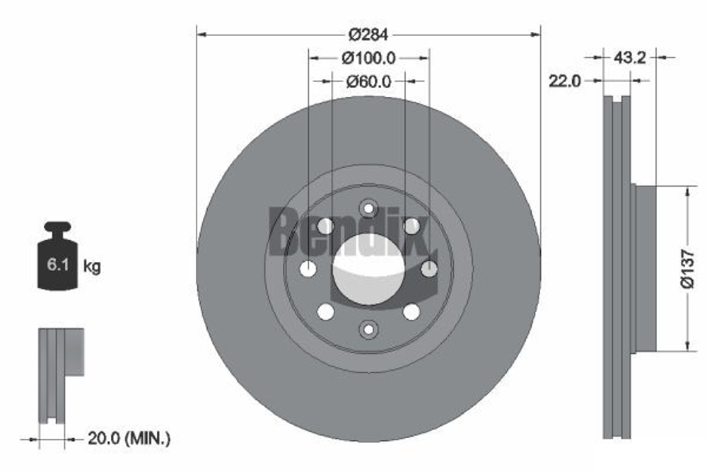 BENDIX Braking - BDS1132-BEN - Brake Disc