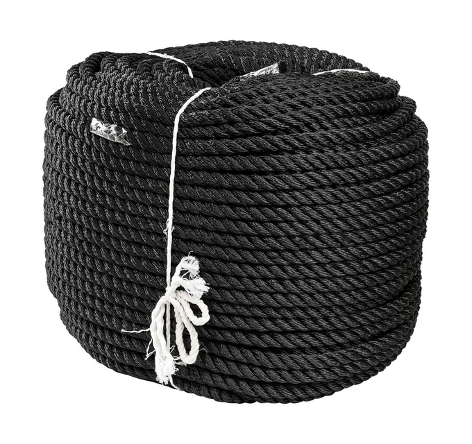 Веревка якорная 3-прядная d12мм, L150м, черный, Marine Rocket