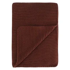 Плед из хлопка жемчужной вязки коричневого цвета из коллекции essential, 130x180 см