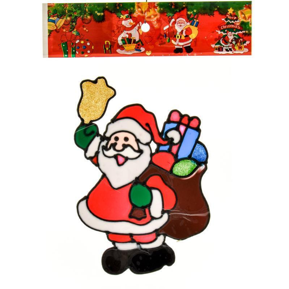 Витраж Дед Мороз 23*18см в ассорт, пак