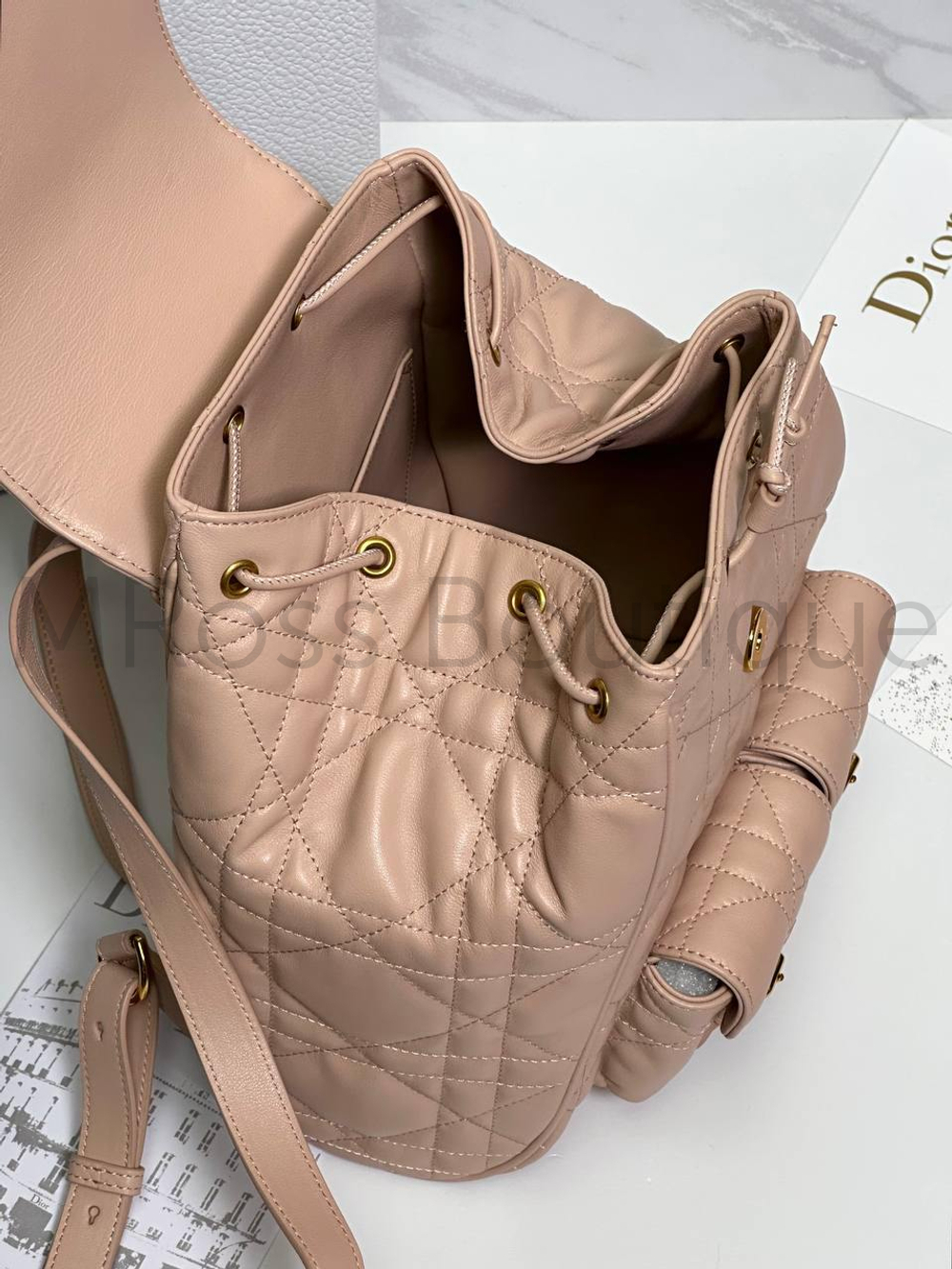 Рюкзак Dior Caro женский пудрово-розовый